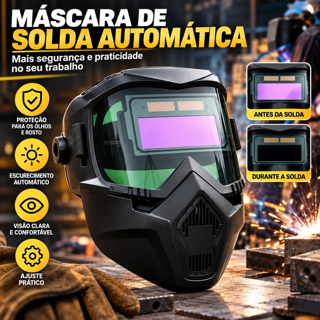 Capacete De Soldagem Com Escurecimento Automático Filtro Antirreflexo Profissional Para MIG TIG ARC