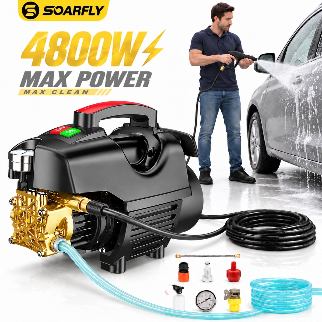 SOARFLY Lavadora Alta Pressão 4800W Máquina de Lavar Carro Lava Jato de Alta Pressão