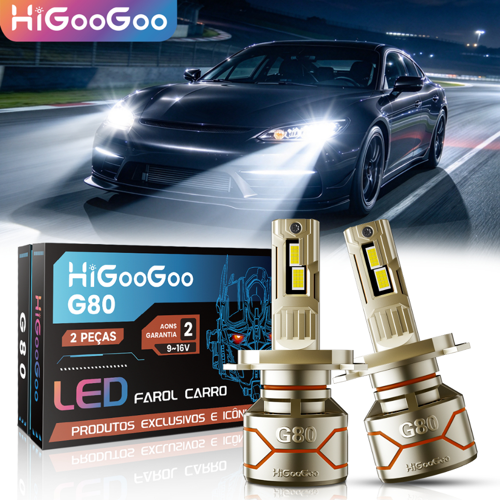 HiGooGoo 56000LM Par G80 Led De Lampada Farol Carro Luz 280W 9-16V 6500K H1 H3 H4 H7 H11 H27 HB3 HB4