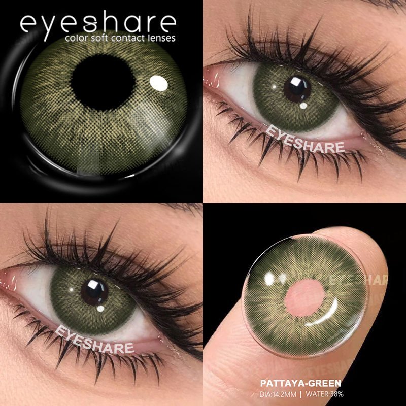 Eyeshare Enviado do Brasil Lentes de Contato Coloridas PATTAYA VERDE AZUL 14.2MM Confortáveis, Naturais e Estilosas
