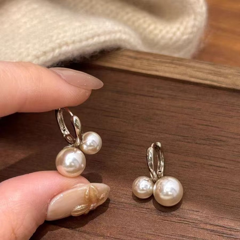 Brincos de pérola estilo suave estilo coreano, brincos retrô combinados