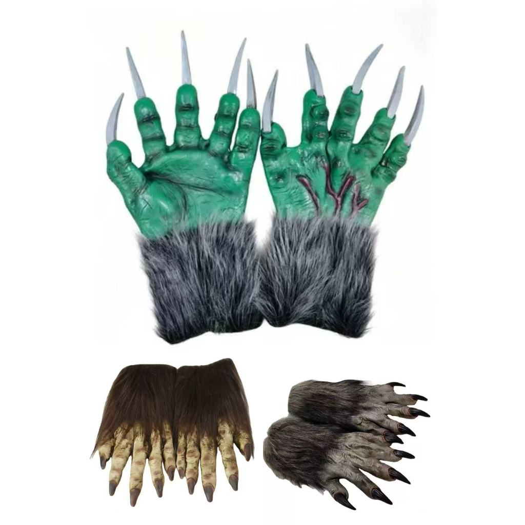 Luvas De Lobo De Halloween Lobisomem Caracóis Mãos De Monstro Adulto Garra De Patas Para Adereços Cosplay Festa De Páscoa