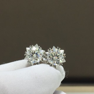 Seiko S925 prata banhado a ouro floco de neve Moissanite brincos uma pedra tamanho único um certificado segundo teste ca