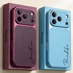 Nova Capa De Telefone Com design De Nome Personalizado Textura De Couro Para iPhone 18 Pro Max , 17 , 16 17 E 16 .