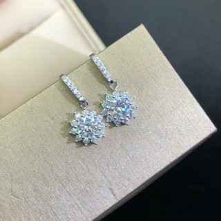 Brincos de moissanite de prata 925, estilo gancho de orelha de girassol, brincos de moissanite, prata esterlina, banhado