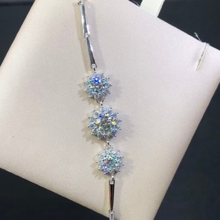 Pulseira Moissanite de Prata 925 Pulseira de Girassol de Bambu Estilo Prata Esterlina Banhado a Ouro Não Desbotamento Nã