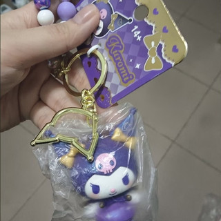 Chaveiro de pelúcia Kuromi para bolsa, corrente de celular com contas Sanrio, pequeno acessório para chaveiro