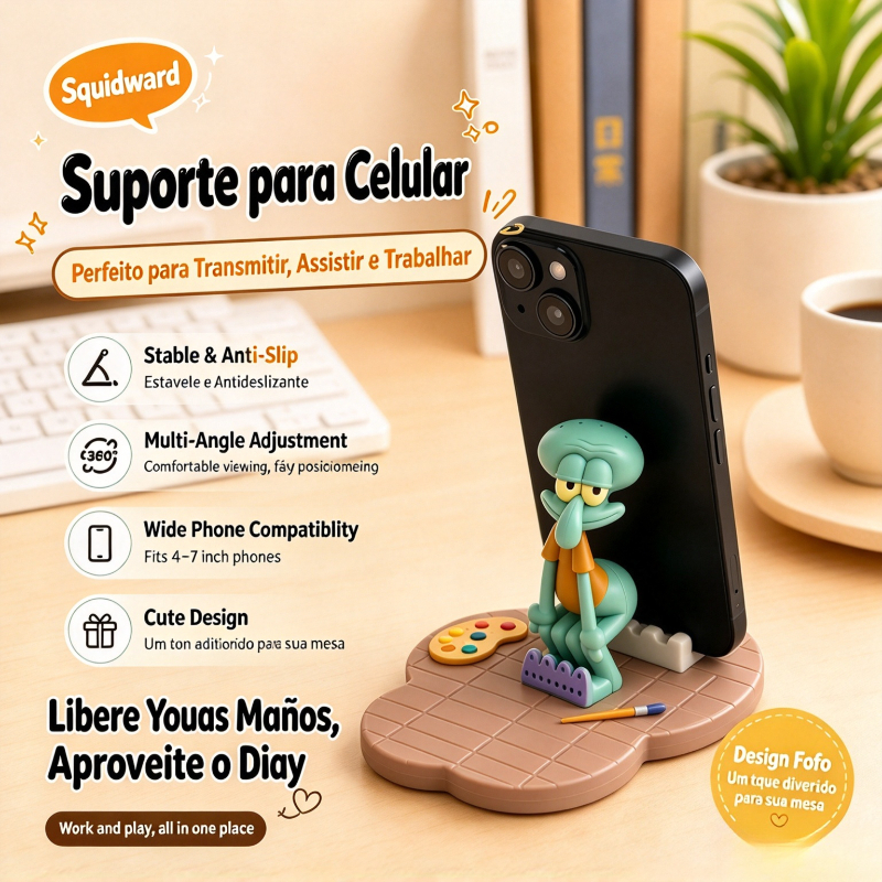 Suporte De Mesa Criativo , Telefone De Polvo Bonito Preguiçoso Engraçado , Ornamento De Decoração De Escritório , Presen