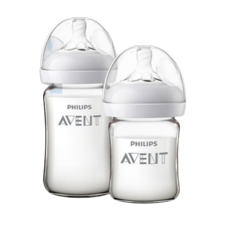 Philips AVENT Conjunto De Mamadeiras De Vidro Para Alimentação De Recém-Nascidos , 2 E Escova De 0 A 6 Meses