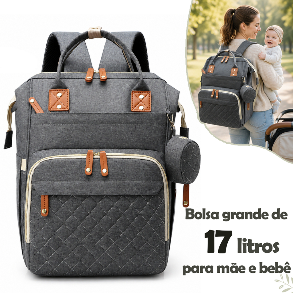Mochila Bolsa Maternidade Original Impermeável Porta mamadeira Fralda Menina Menino