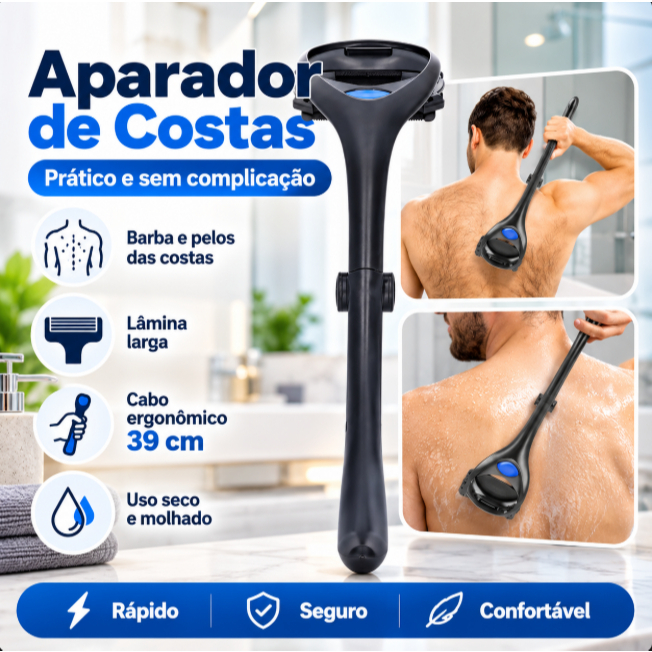 Removedor de pêlos nas costas indolor masculino dobrável de alta qualidade, cuidados corporais portáteis com cabo longo