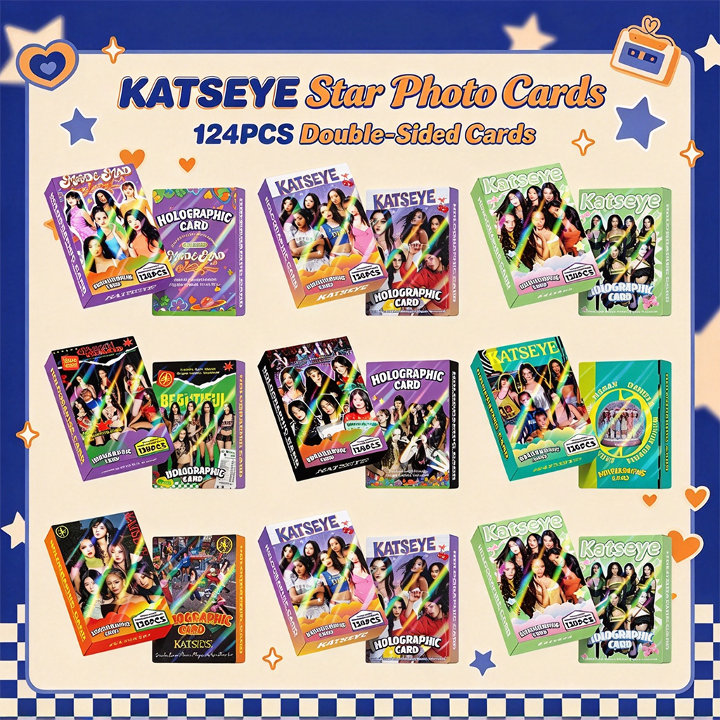 124 Pçs/Caixa KATSEYE Photocards Manon Cartão LOMO Holográfico Sophia Daniela Lara Megan Yoonchae Adesivo De