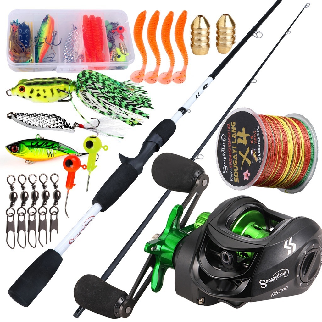 Conjunto Completo De Vara De Pesca De Fundição Sougayilang 5-10LB 7.2 : 1 UL Carbono Arraste Máximo 10kg