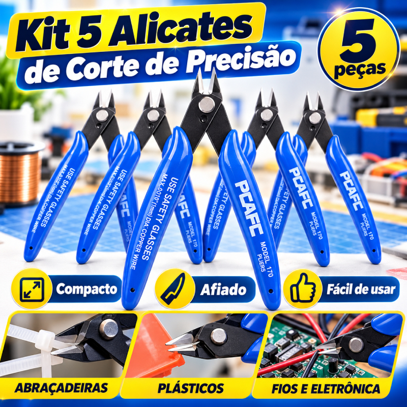 Kit De 5 Alicates E Descascadores De Corte Nivelados Diagonais De Precisão