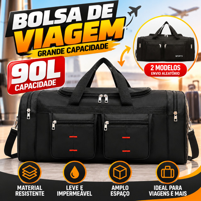 Bolsa Mala De Viagem Nylon Super Grande Large 90l - Genérica Adultos