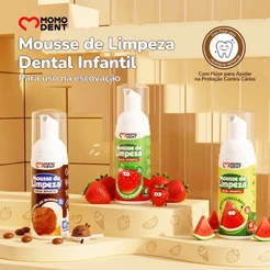 Momodent Pasta de Dente Mousse Infantil, 3 Sabores Proteção Diária Espuma Cremosa