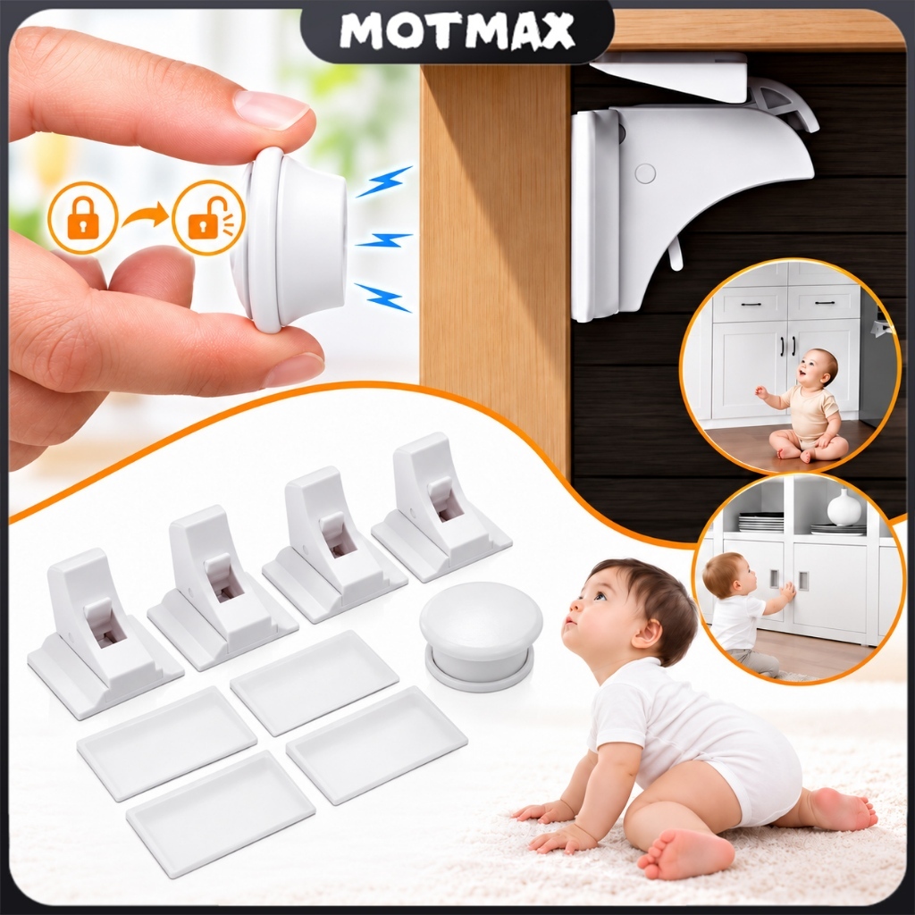 Kit 4 Travas Gaveta Armário Porta Gabinete Moveis Invisível Magnética Trancar segurança P/crianças
