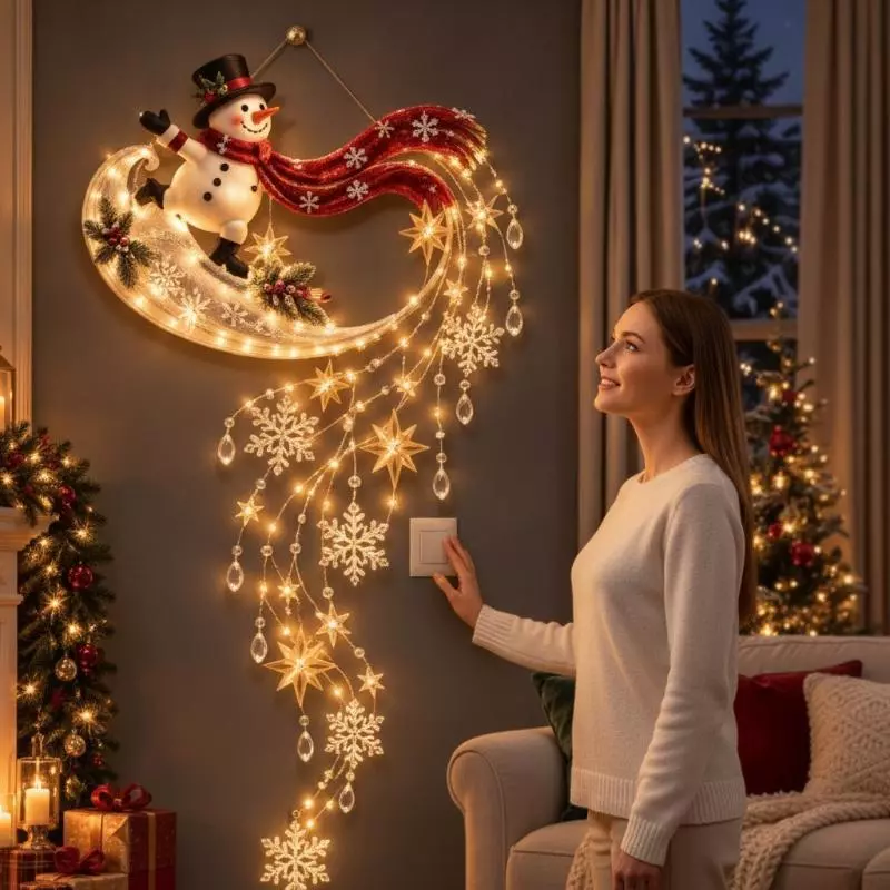 tinchiling12 Em Cascata LED Luz De Parede Mágica De Natal Brilho Branco Quente Fácil Pendurar Decoração Do Feriado Para — imagem 1