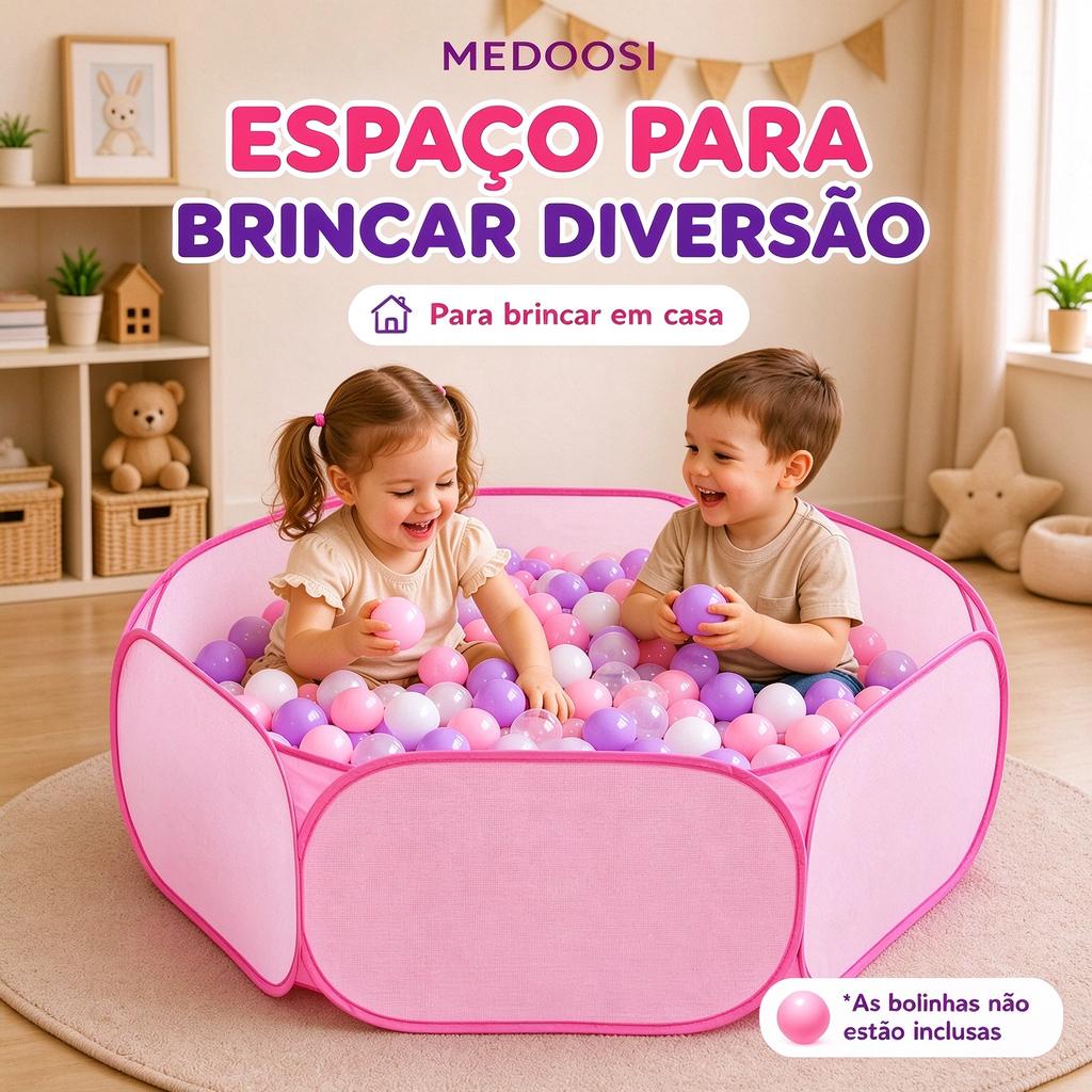Piscina de Bolinhas Infantil Hexagonal Dobrável Impermeável Portátil - Cercadinho para Bebê e Pets, Menino Menina, Prese