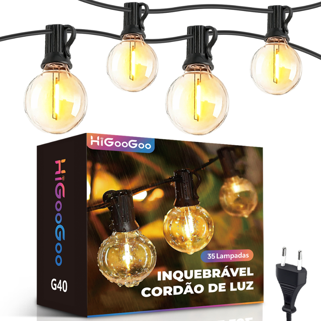 HiGooGoo Inquebrável Varal De Luzes 20/30M LED Lampada Cordão Luz IP65 Decoração Carnaval Natal Externa