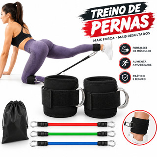 Kit Tornozeleira Treino Elastico Resistencia Pernas Gluteos Academia Treino Casa Extensor Funcional - Envio Imediato
