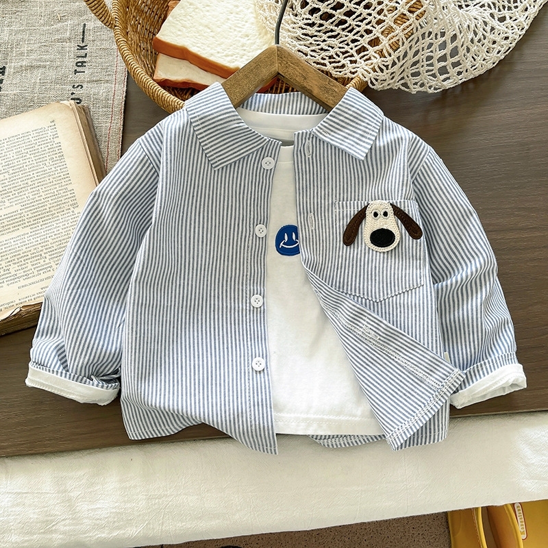 IENENS Crianças Bebê Meninos Algodão Topos Roupas Criança Menino Listrado Camisas Moda Casual Camisetas 1-5 Anos