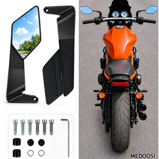 Retrovisor Moto Universal Kit 2 Asa Giro Ajustável Dobrável Honda Yamaha - Espelho Retrovisor
