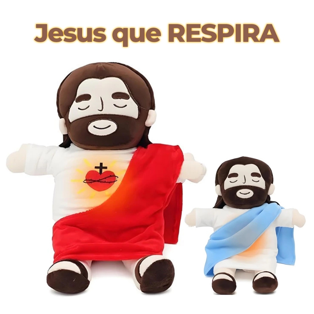 Boneca Respiração Jesus Estátua Religiosa De 38 cm Pronta Para Entrega