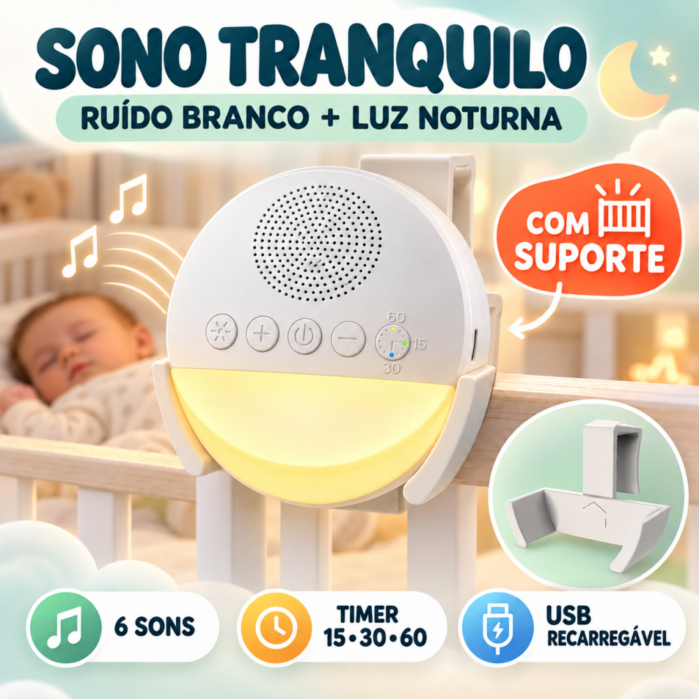 Máquina de ruído branco para crianças Sleep Sound Player temporizador de luz noturna USB recarregável desligamento