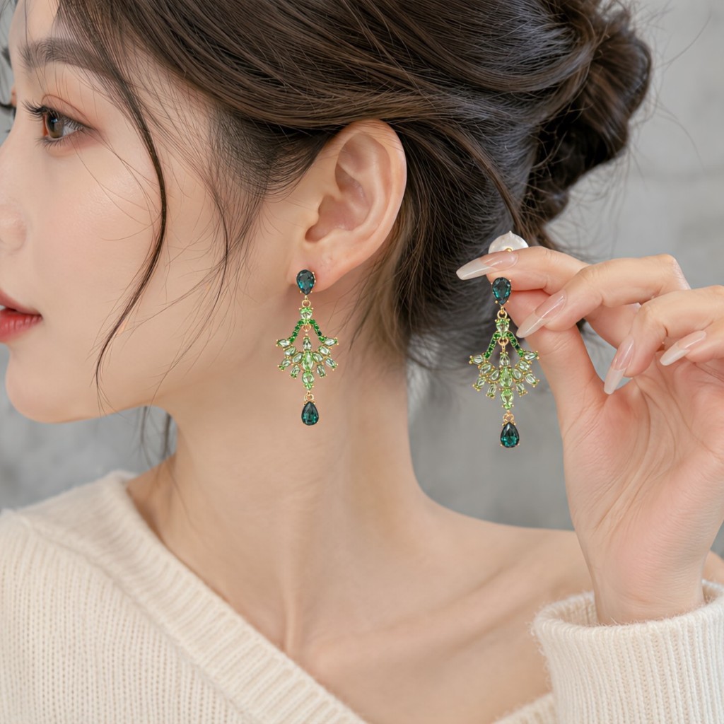 Agulha de prata diamante gota de água borla brincos luz luxo High-End moda brincos Retro palácio estilo All-Match brinco