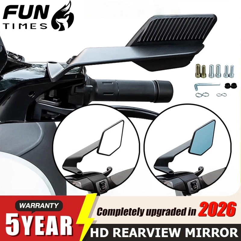 Espelho Retrovisor New Airfoil Asa de Vento Universal Ajustável Giratório para Motos