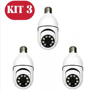 Kit3 Sem Fio 360 ° Câmera De Segurança Rotativa À Prova D'água Com Aplicativo Full HD E Visão Noturna