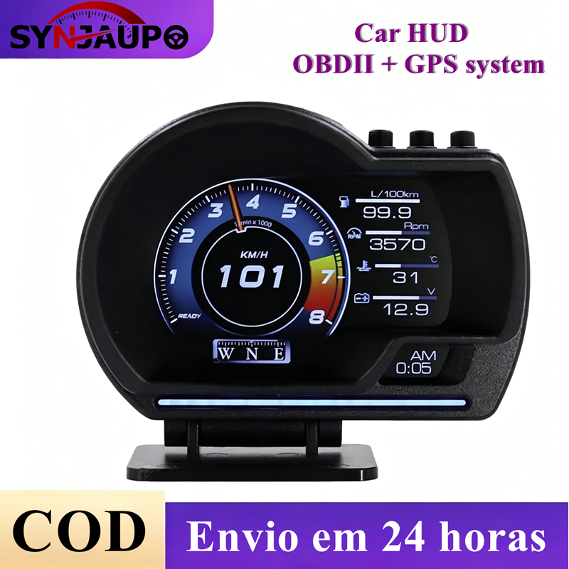 Carro Head Up Display OBD2 Inteligente HUD Digital Odômetro Alarme De Segurança Água & Óleo Temp RPM Medidor Automá