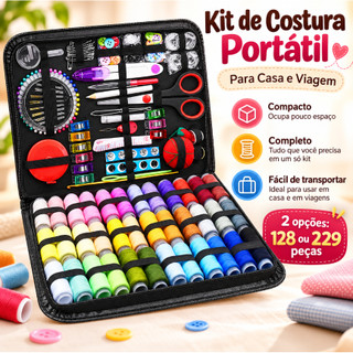 229/128pçs Kit De Costura Portátil Para Viagem Em Casa Ferramentas Profissional De Emergência