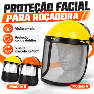 Protetor Facial Com Tela De Aço Para Operador De Roçadeira