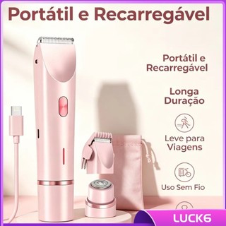 Depilador Elétrico Feminino 2 Em 1 Recarregável À Prova D’água Cabeça Dupla Para Corpo e Biquíni