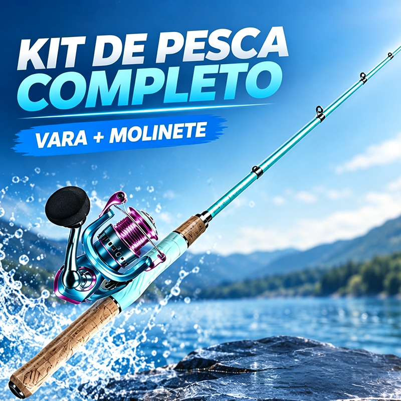 Kit De Pesca Completo Vara De Fibra De Carbono + Carretel De Alta Precisão , Leve E Durável Para Iniciantes , Lago Rio M