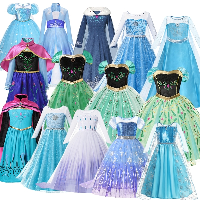 Meninas Elsa Princesa Vestido Festa De Aniversário Cosplay Traje Anna Vestidos Temáticos Roupas De Halloween