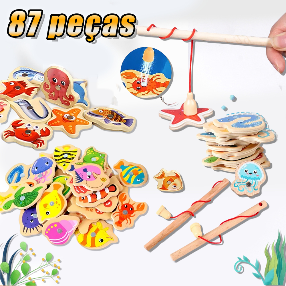 54 Peças Brinquedos Magnéticos De Pesca De Madeira/Jogos Educacionais Para Crianças/pesca peixe brinquedo