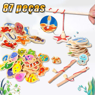54 Peças Brinquedos Magnéticos De Pesca De Madeira/Jogos Educacionais Para Crianças/pesca peixe brinquedo