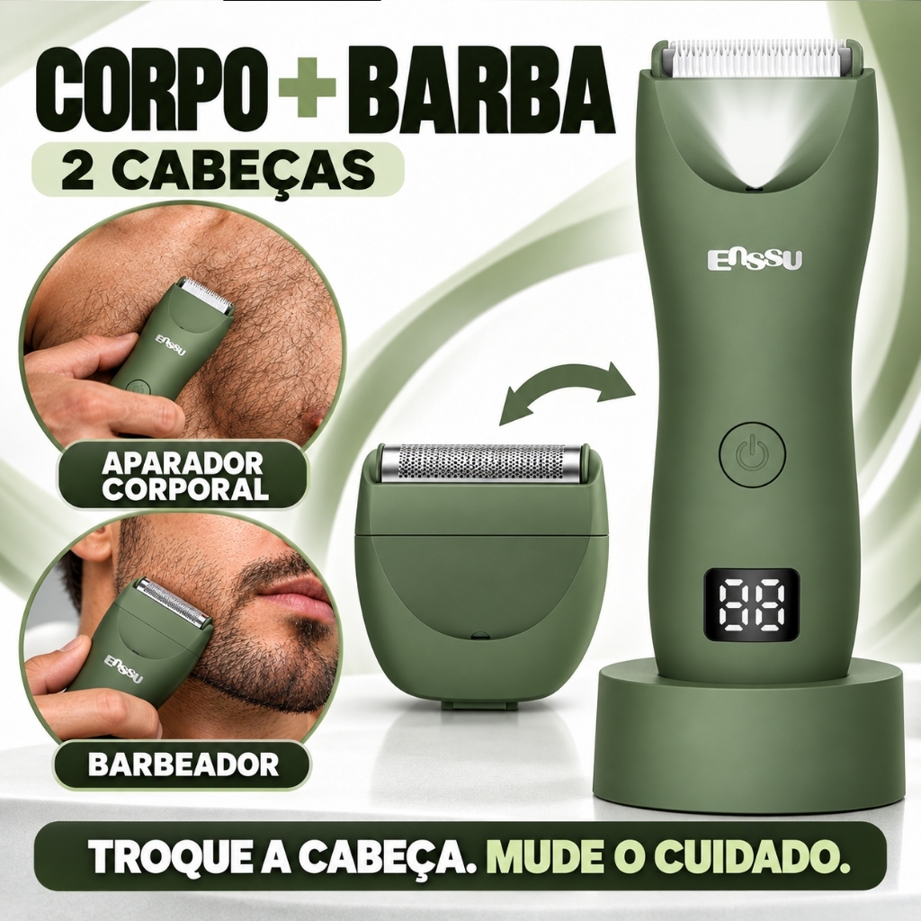 Aparador de Pelos Masculino 2 em 1 Corpo Inteiro Virilha Axilas Barba Barbeador Elétrico Sem Fio
