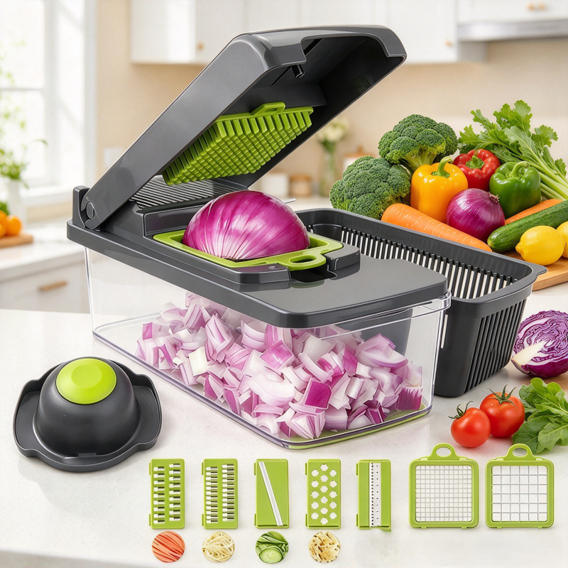 Profissional Multiuso Cozinha Slicer Aço Inox 16 em 1 Fatiador Cortador Ralador