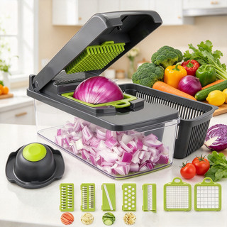 Profissional Multiuso Cozinha Slicer Aço Inox 16 em 1 Fatiador Cortador Ralador