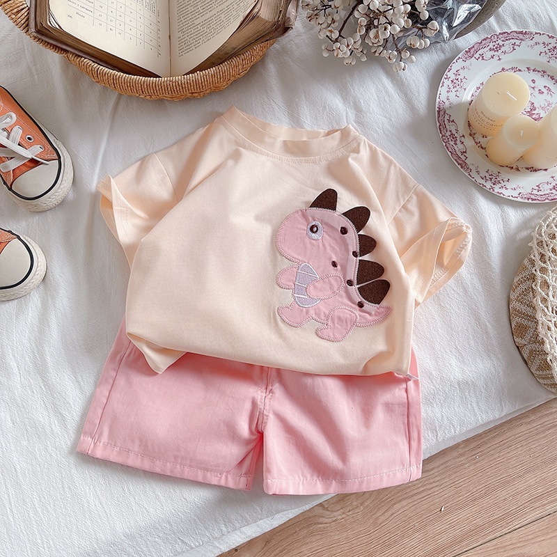 Verão Bebê Crianças Shorts Calças Terno Polo Camiseta Todder Menino Menina Dos Desenhos Animados Dinossauro Roupas Fofas