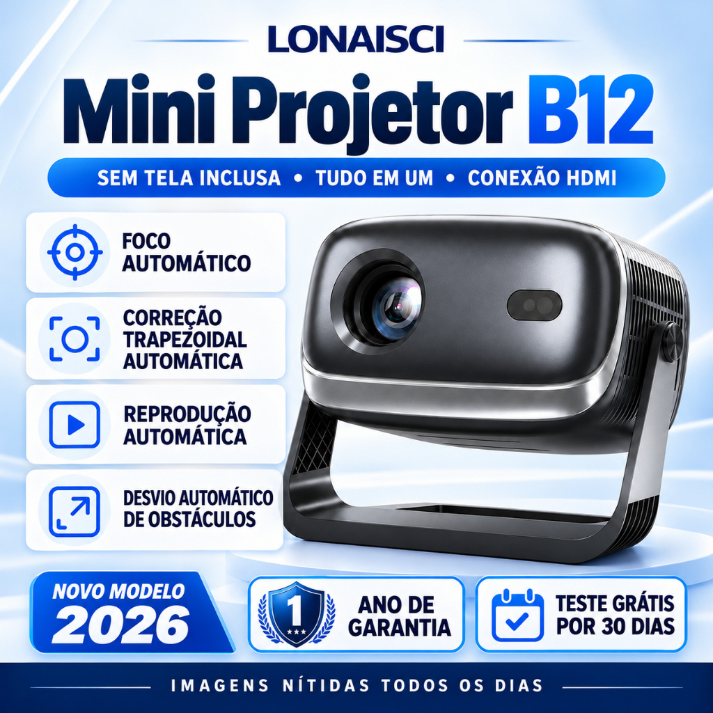 Lonaisci B12 Projetor Mini Portátil 1080P HD 4K Android 13.0 2GB + 16GB Play Store 600 Ansi Projector