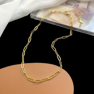 Colar de corrente em forma de costas estilo Ins ouro titânio aço simples corrente de clavícula combinada