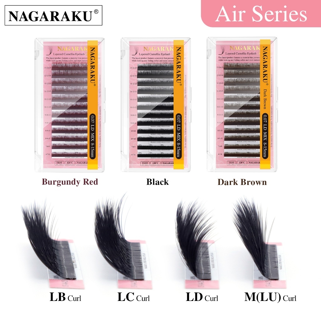 NAGARAKU Extensões De Cílios De Camélia Em Camadas LB/LC Curl Fofo E Bagunçado 5D Manga Volume Fãs Individuais