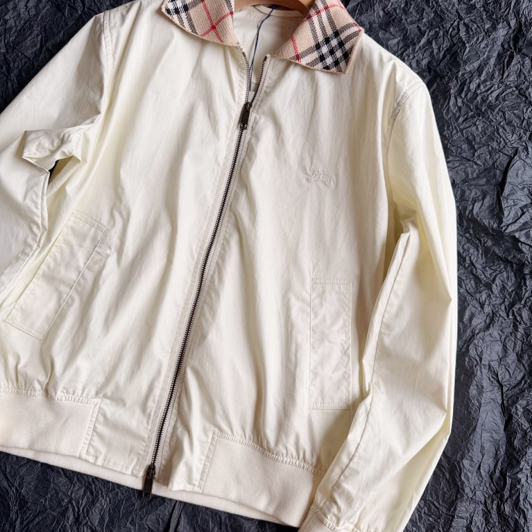 Off-White lapela zíper jaqueta Casual xadrez costura gola bolso solto Commuter à prova de vento rapaz