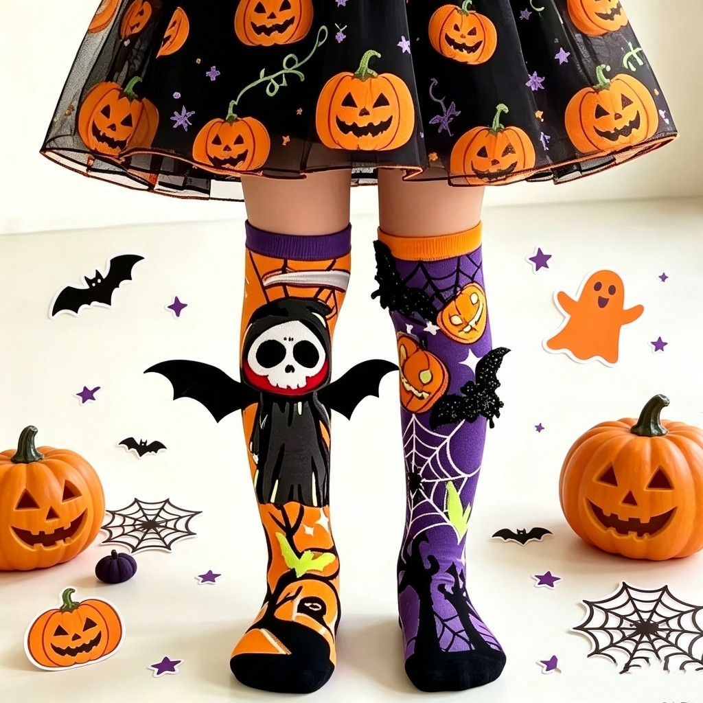 Halloween meias infantis dos desenhos animados tridimensional meias infantis médio longo tubo meias comércio exterior ca