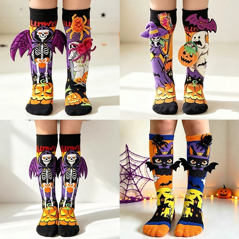 Halloween meias infantis dos desenhos animados tridimensional meias infantis médio longo tubo meias comércio exterior ca